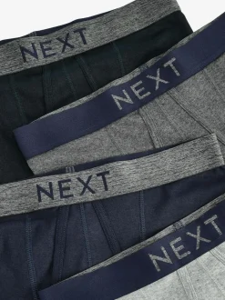 Next 4 pack A-Front Pure 100% Cotton Boxers Grey/Navy Online