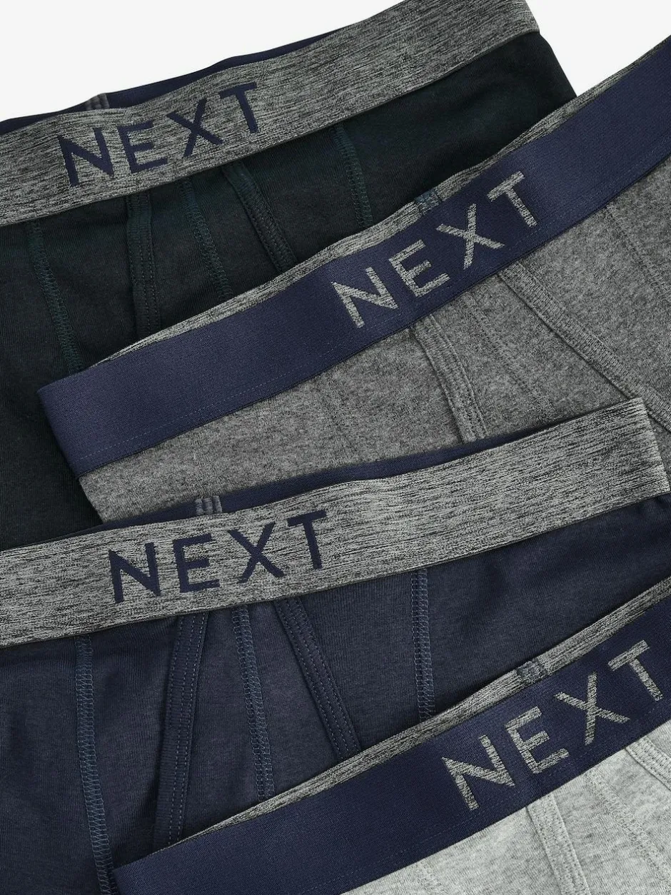 Next 4 pack A-Front Pure 100% Cotton Boxers Grey/Navy Online