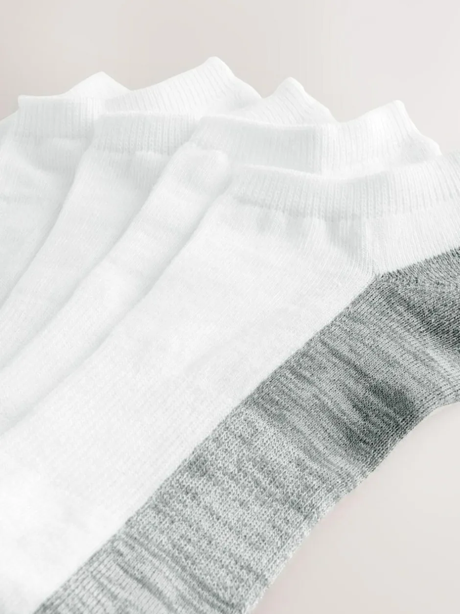 Next 5 Pack Cushioned Trainers Socks Grey/White Outlet