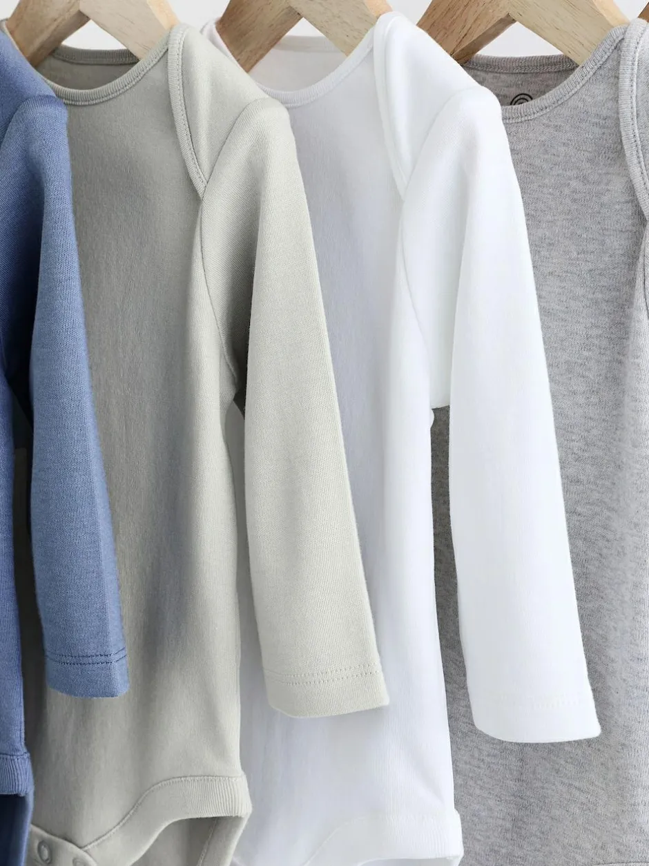 Next Grey/White Long Sleeve Bodysuits 5 Pack Clearance