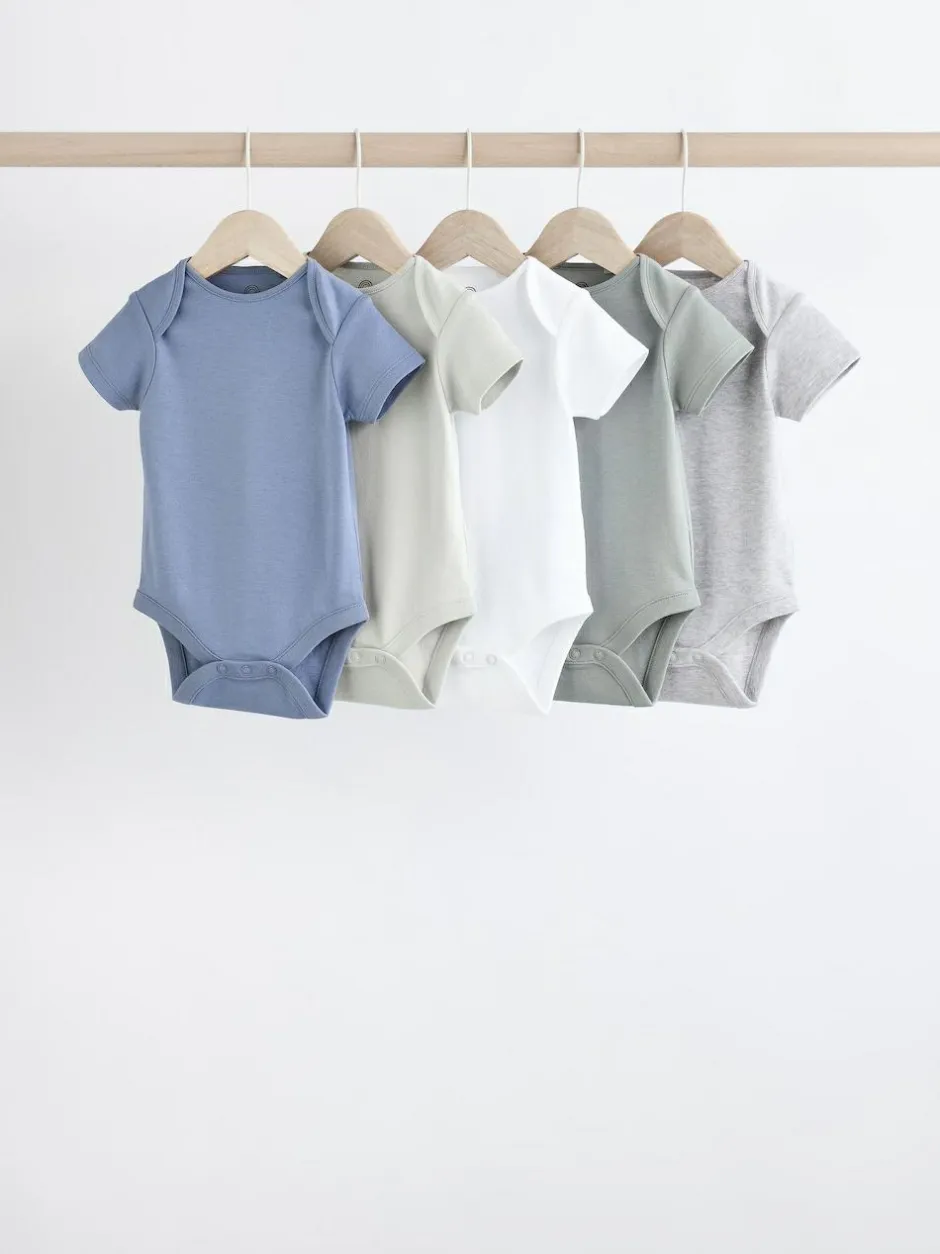 Next Grey/White Short Sleeve Bodysuits 5 Pack Best