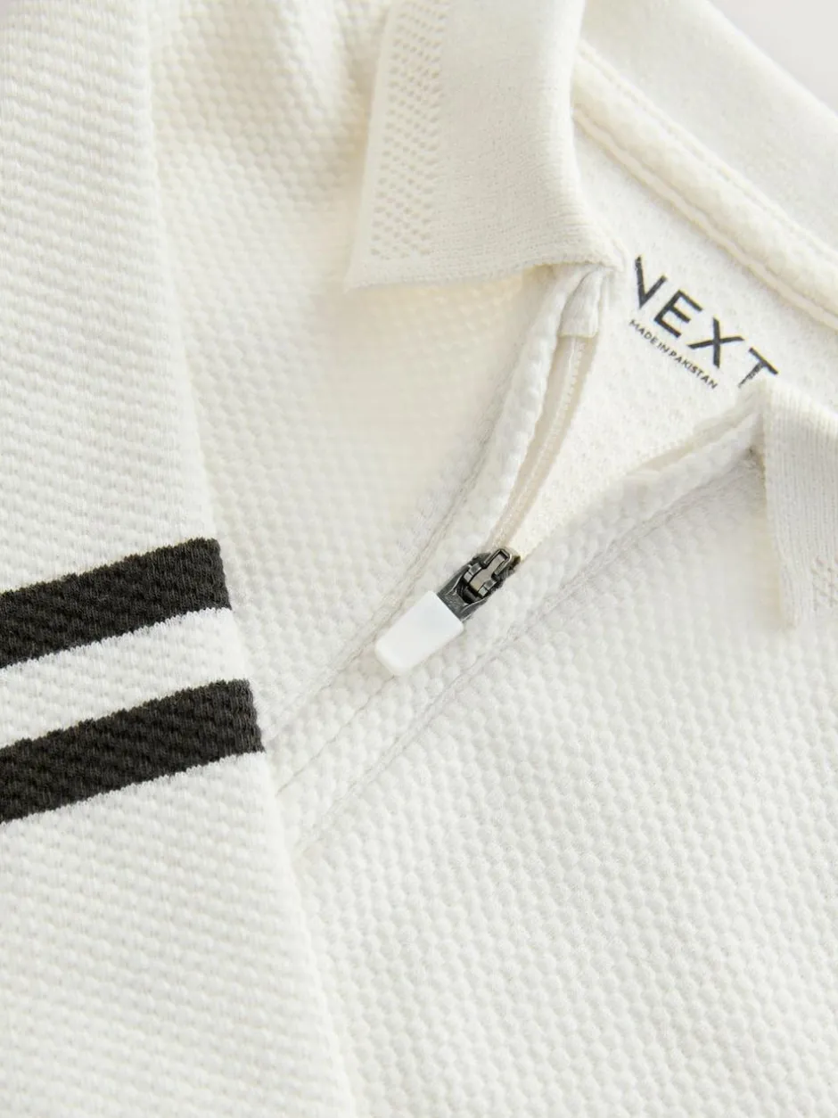 Next Long Sleeve Polo Shirt And Joggers Set (3mths-7yrs) Grey/White Zip Sale