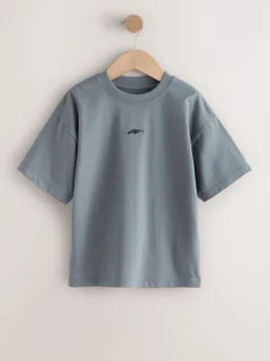 Next Short Sleeve Logo Chest Graphic T-Shirts 4 Pack (3-16yrs) Grey/Yellow/Mineral/Red New