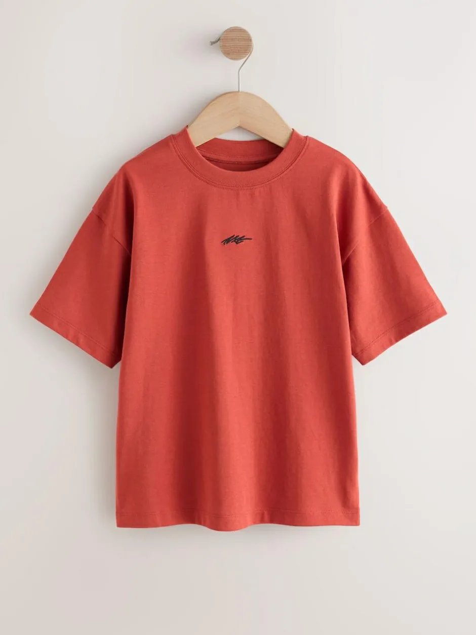 Next Short Sleeve Logo Chest Graphic T-Shirts 4 Pack (3-16yrs) Grey/Yellow/Mineral/Red New