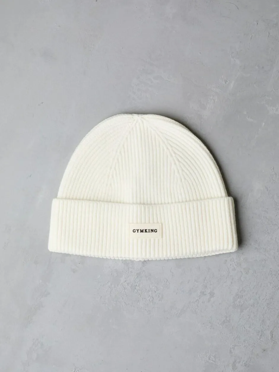 Gym King White Rib Knit Beanie Clearance