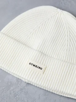 Gym King White Rib Knit Beanie Clearance