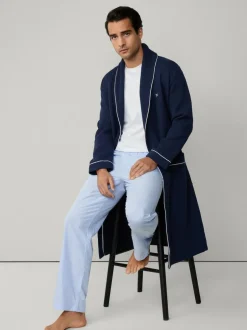Hackett Blue Pure Cotton Waffle Robe Discount