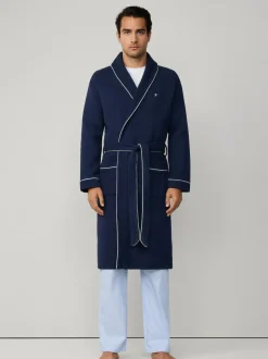 Hackett Blue Pure Cotton Waffle Robe Discount