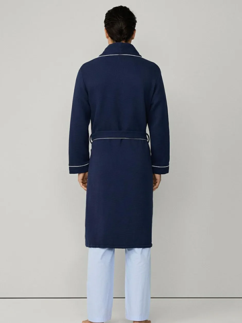 Hackett Blue Pure Cotton Waffle Robe Discount