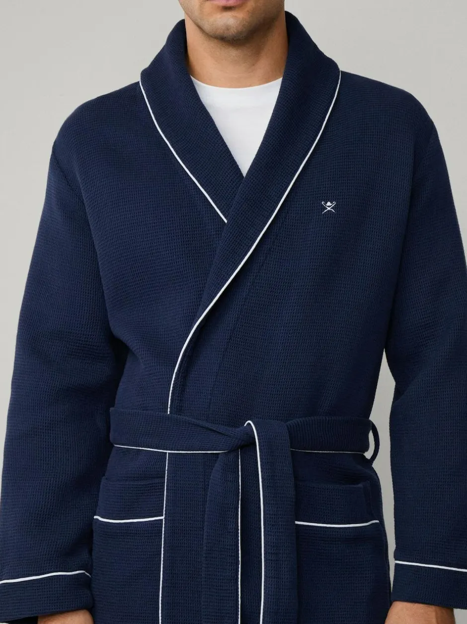 Hackett Blue Pure Cotton Waffle Robe Discount