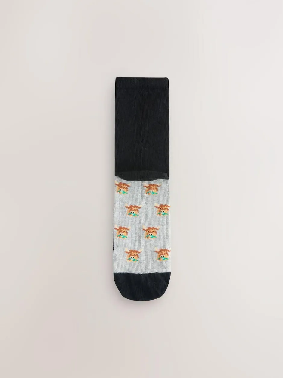 Next Hamish Highland Cow Footbed Ankle Socks 5 Pack