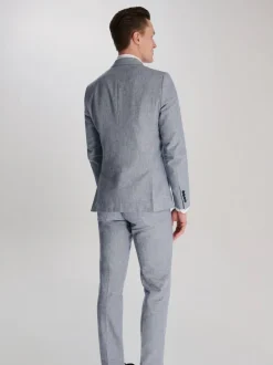 Harry Brown Giacomo Cotton Linen Double Breasted Suit Jacket Blue Best