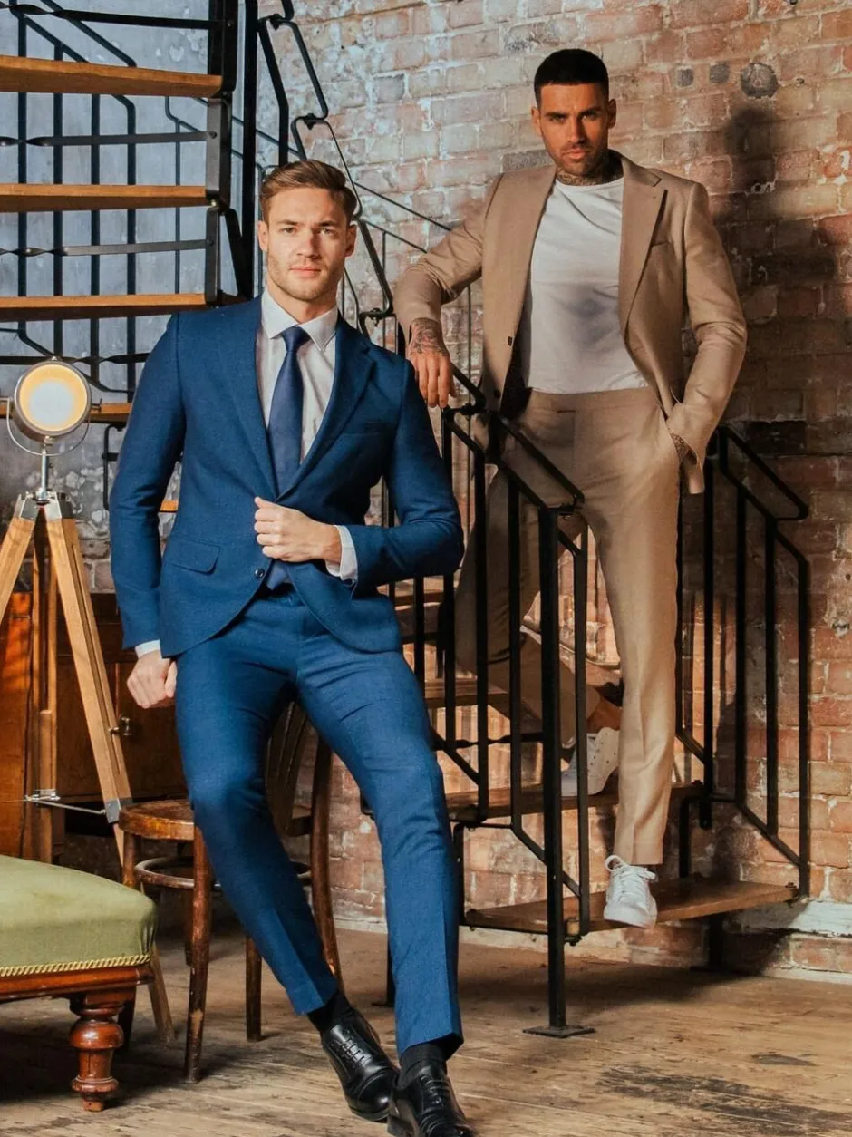 Harry Brown Slim Fit Suit Archie Melange Jacket Blue Hot