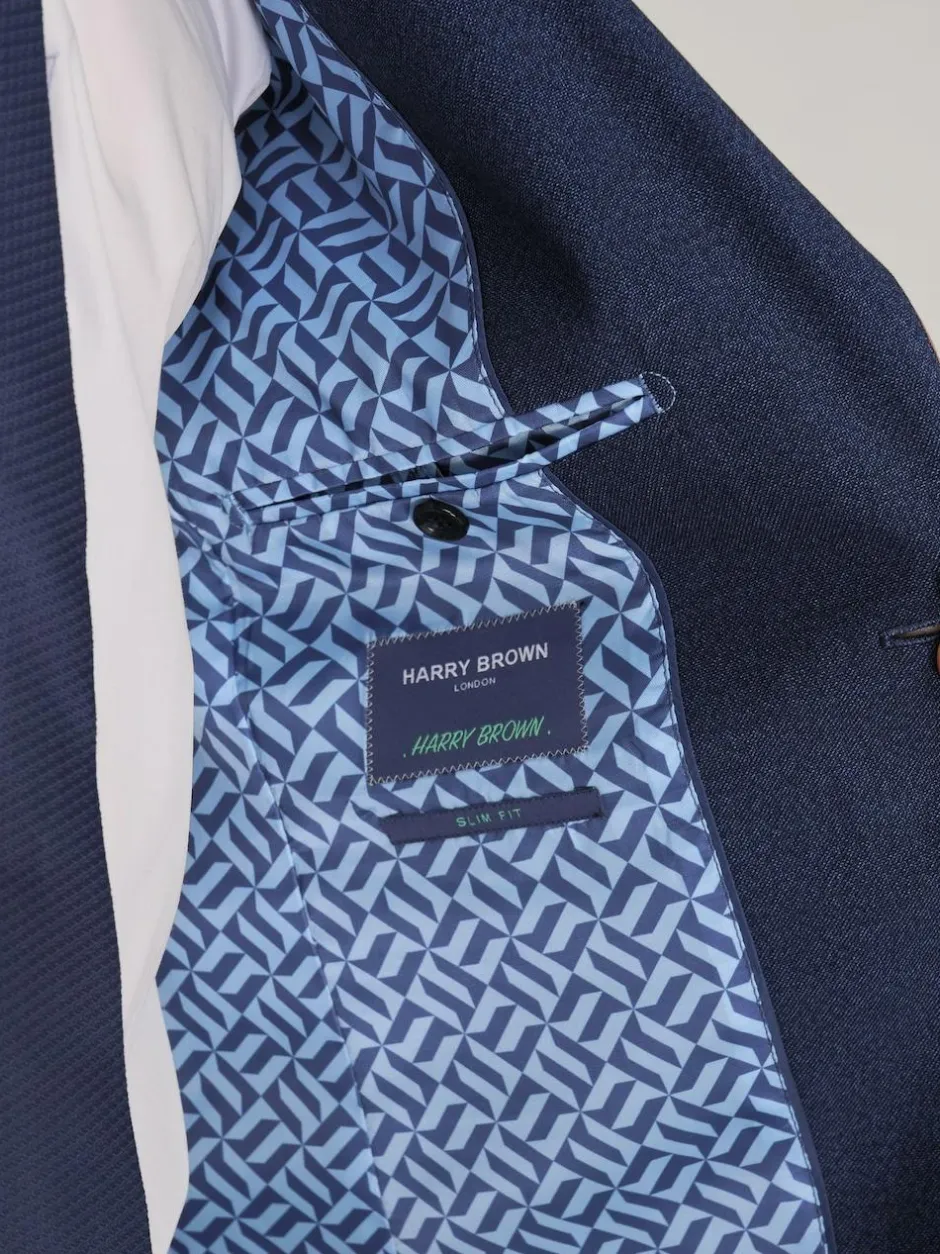 Harry Brown Slim Fit Suit Archie Melange Jacket Blue Hot