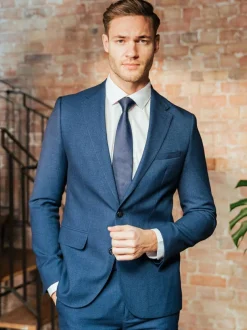 Harry Brown Slim Fit Suit Archie Melange Jacket Blue Hot