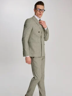 Harry Brown Giacomo Cotton Linen Double Breasted Suit Jacket Green Online