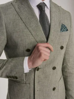 Harry Brown Giacomo Cotton Linen Double Breasted Suit Jacket Green Online