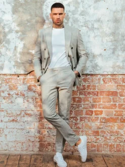 Harry Brown Giacomo Cotton Linen Double Breasted Suit Jacket Green Online