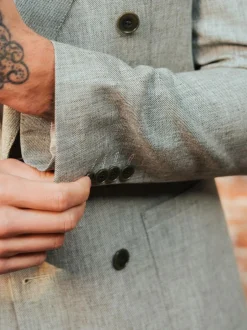Harry Brown Giacomo Cotton Linen Double Breasted Suit Jacket Green Online