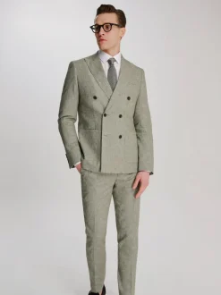 Harry Brown Giacomo Cotton Linen Double Breasted Suit Jacket Green Online