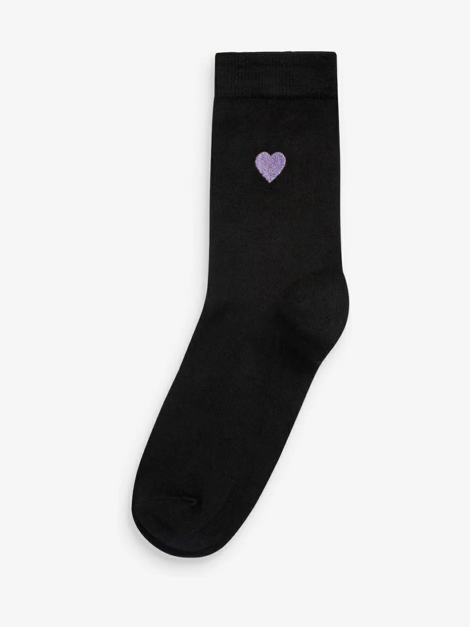Next Embroidered Motif Ankle Socks 5 Pack Heart