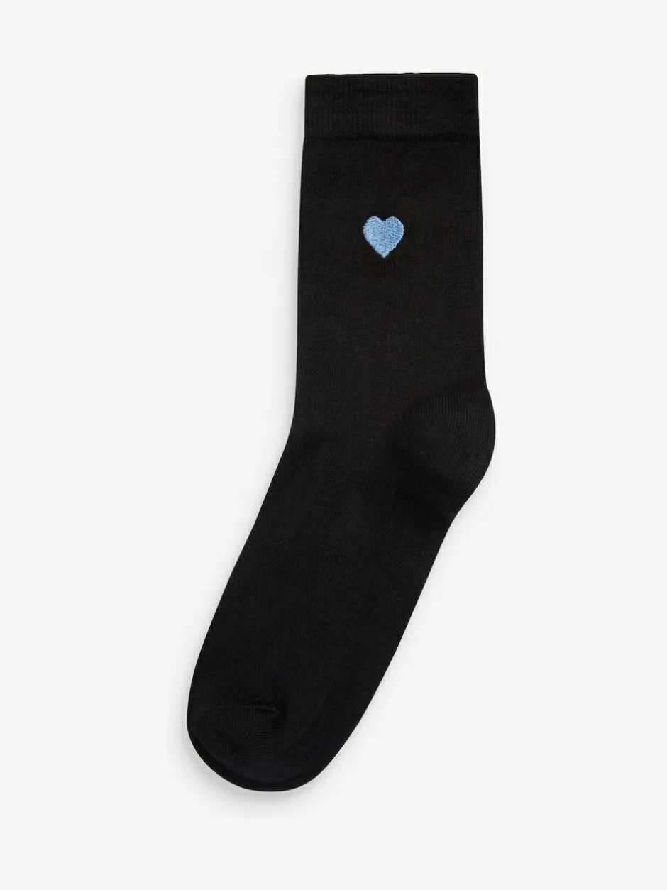 Next Embroidered Motif Ankle Socks 5 Pack Heart