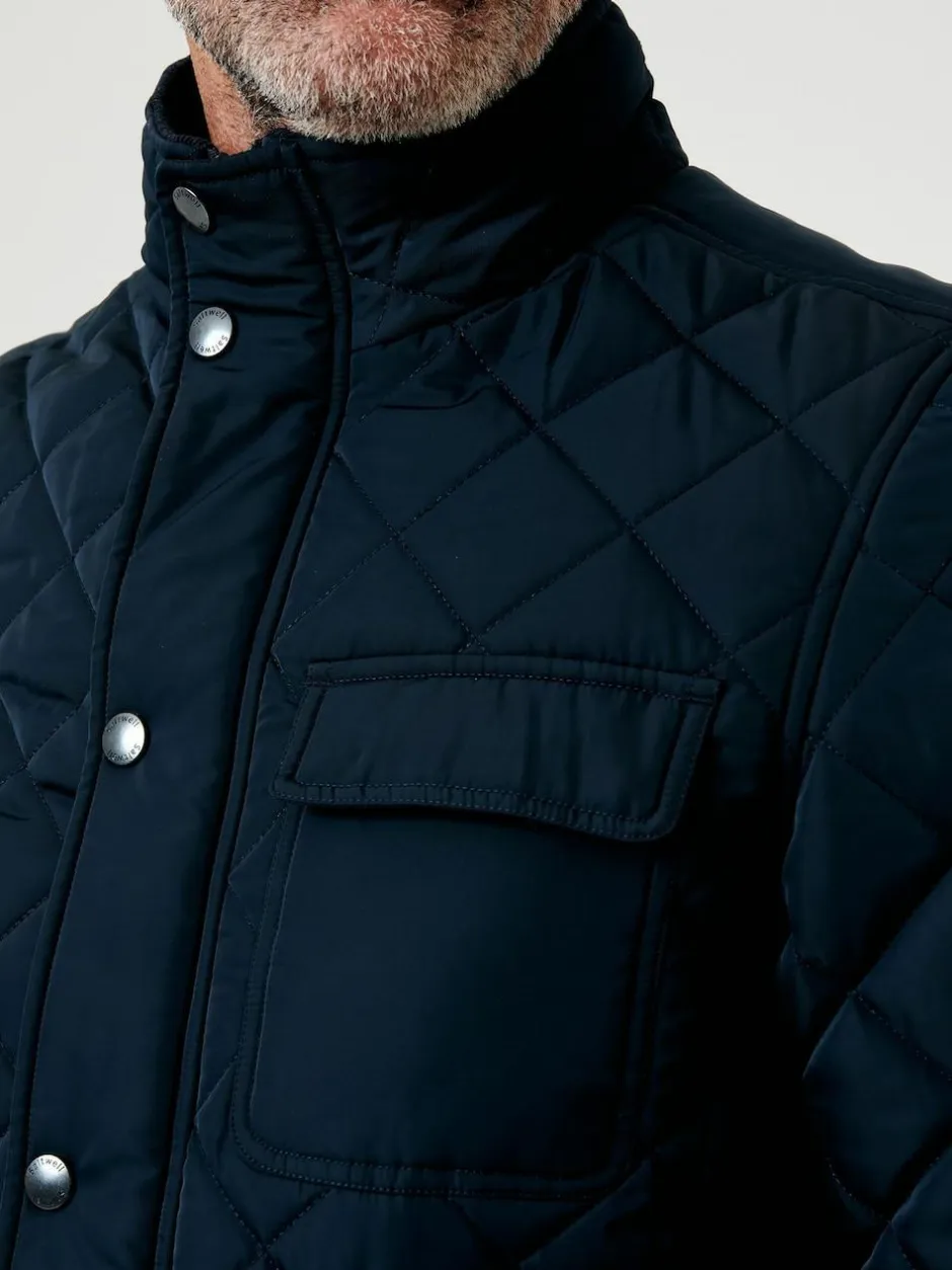 Saltwell Heritage Diamond Quilted Funnel Neck Jacket Blue