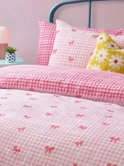 heya home Pink Gingham Bows Duvet Set
