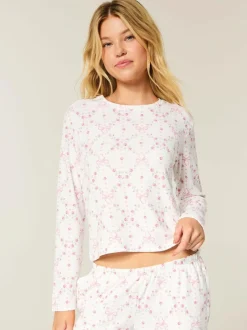 Hollister Cosy Long Sleeve White Pyjama Top New