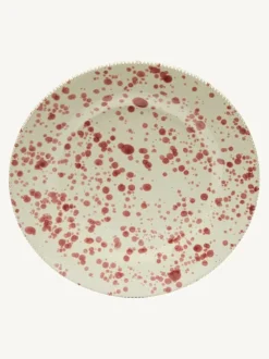 Hot Pottery 12 Piece Splatter Signature Dinner Set Cranberry New
