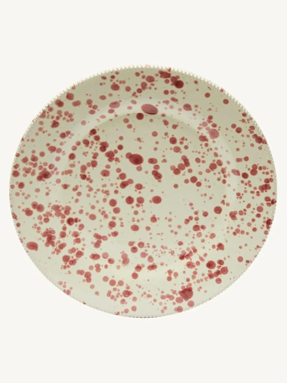 Hot Pottery 12 Piece Splatter Signature Dinner Set Cranberry New