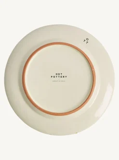 Hot Pottery Set of 4 Splatter Dinner Plates Burnt Orange Clearance