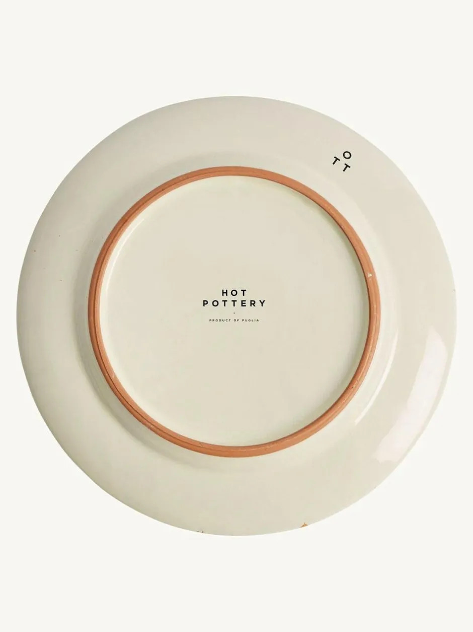 Hot Pottery Set of 4 Splatter Dinner Plates Burnt Orange Clearance
