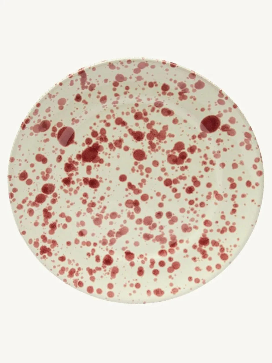 Hot Pottery Set of 4 Splatter Dinner Plates Cranberry Best