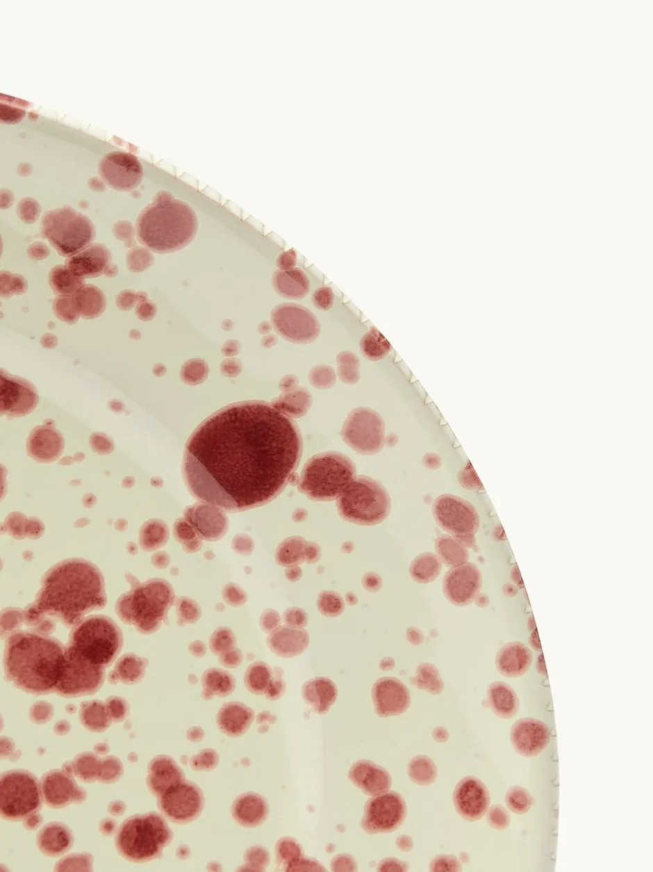 Hot Pottery Set of 4 Splatter Dinner Plates Cranberry Best