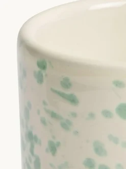 Hot Pottery Set of 4 Splatter Mugs Pistachio New