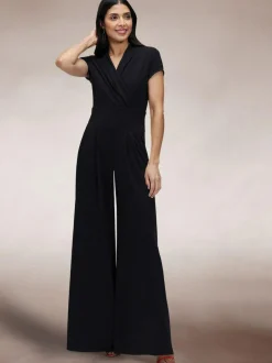 Hot Squash Black Cap Sleeved Wide Leg Jumpsuit Best