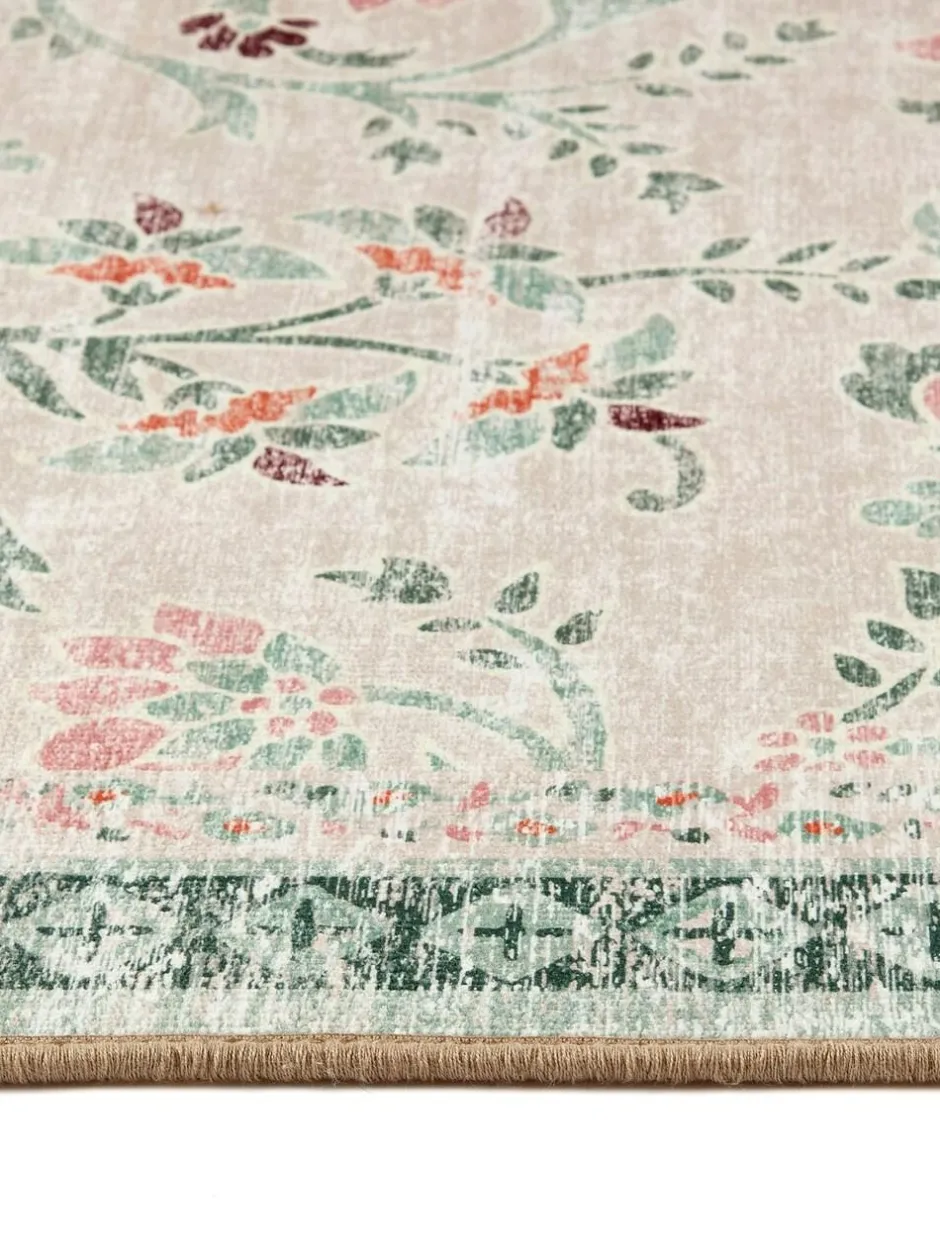 Hug Rug Green British Made Washable English Floral Print Runner Best
