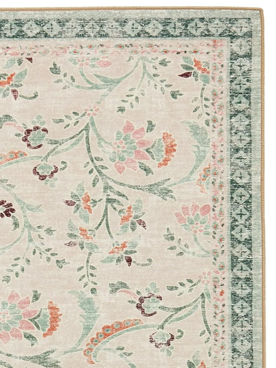 Hug Rug Green British Made Washable English Floral Print Runner Best