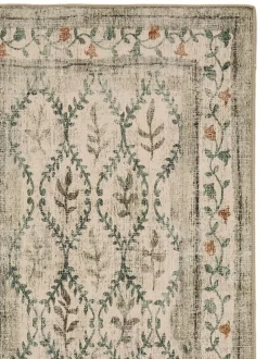 Hug Rug Natural and Green British Made Washable English Garden Runner