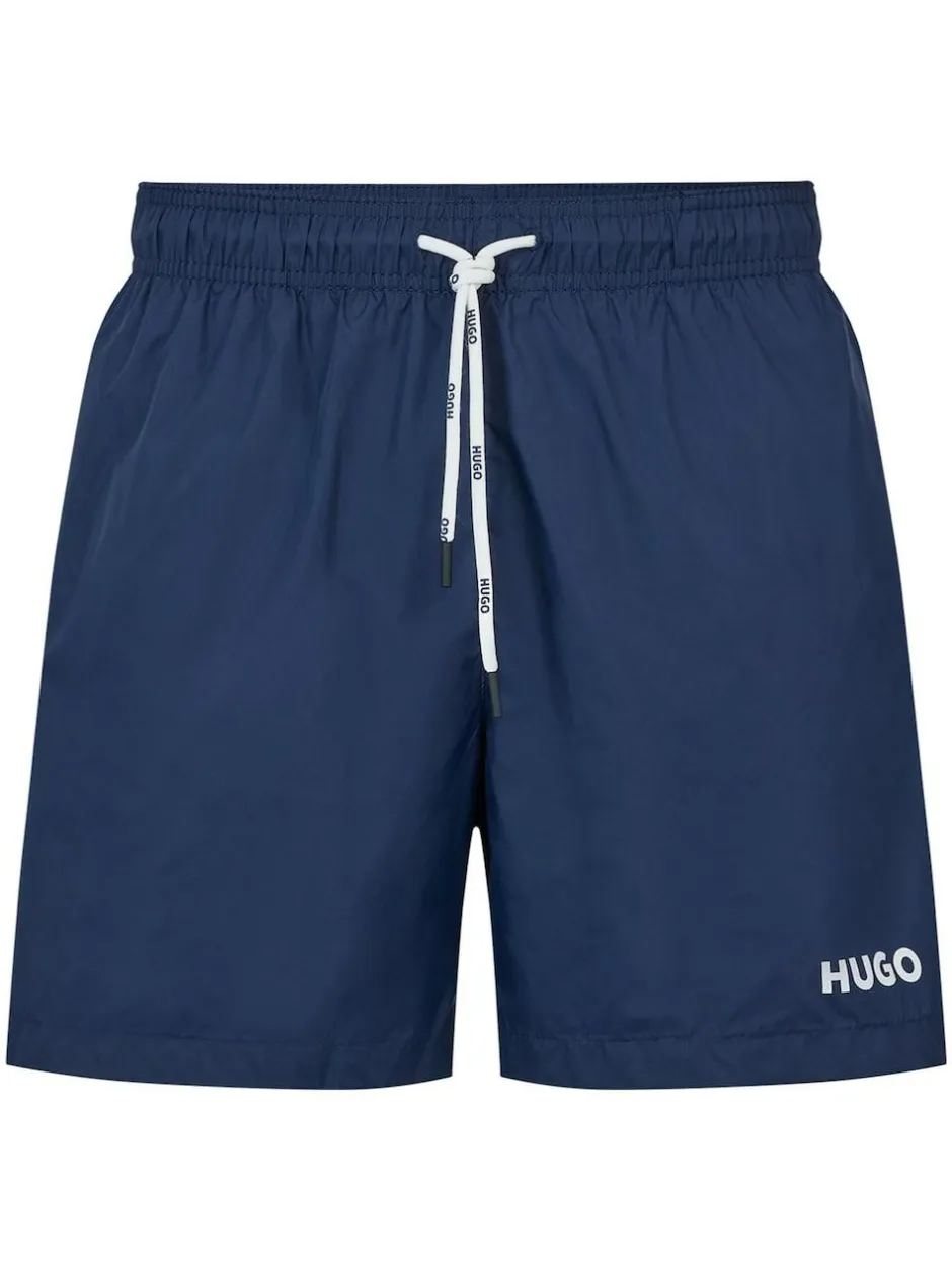 HUGO Contrast Logo Lined Swim Shorts Navy Outlet