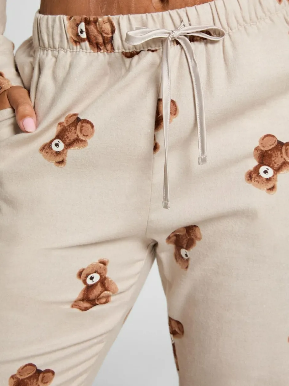 Hunkemoller Grey Flannel Straight Bear Joggers Discount