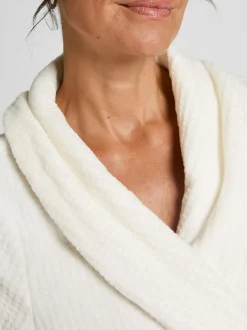 Hunkemoller Short Flannel Fleece Embossed Dot White Robe Best