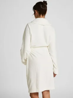 Hunkemoller Short Flannel Fleece Embossed Dot White Robe Best