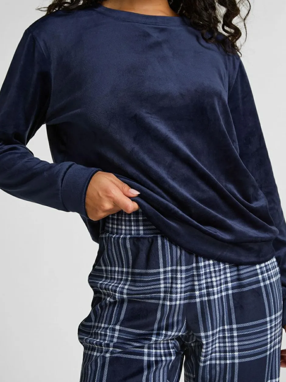 Hunkemoller Velvet Pyjamas Set Blue New