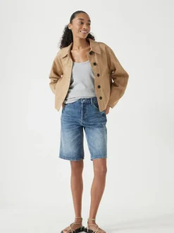 Hush Blue Boyfriend Long Denim 100% Cotton Shorts Outlet