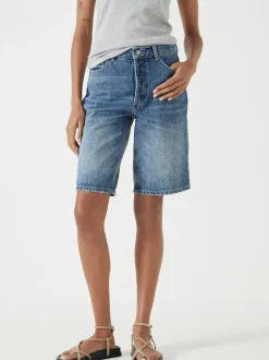 Hush Blue Boyfriend Long Denim 100% Cotton Shorts Outlet