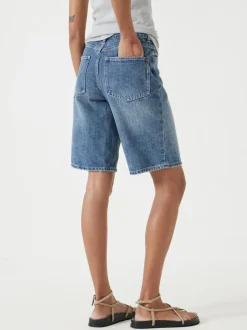 Hush Blue Boyfriend Long Denim 100% Cotton Shorts Outlet