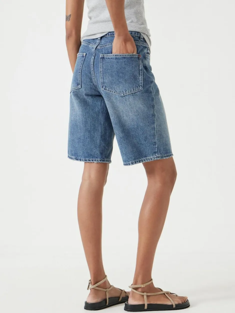 Hush Blue Boyfriend Long Denim 100% Cotton Shorts Outlet