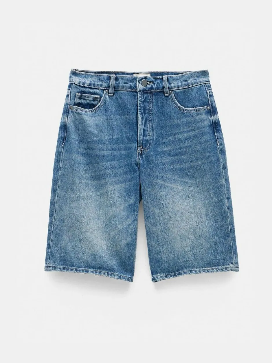 Hush Blue Boyfriend Long Denim 100% Cotton Shorts Outlet